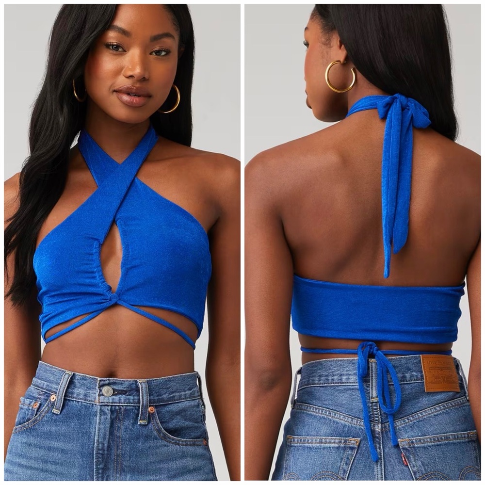 PEPPERMAYO ☆ Harlow Halter Crop Top w/ Tie Front and Cut Out ☆ NWT